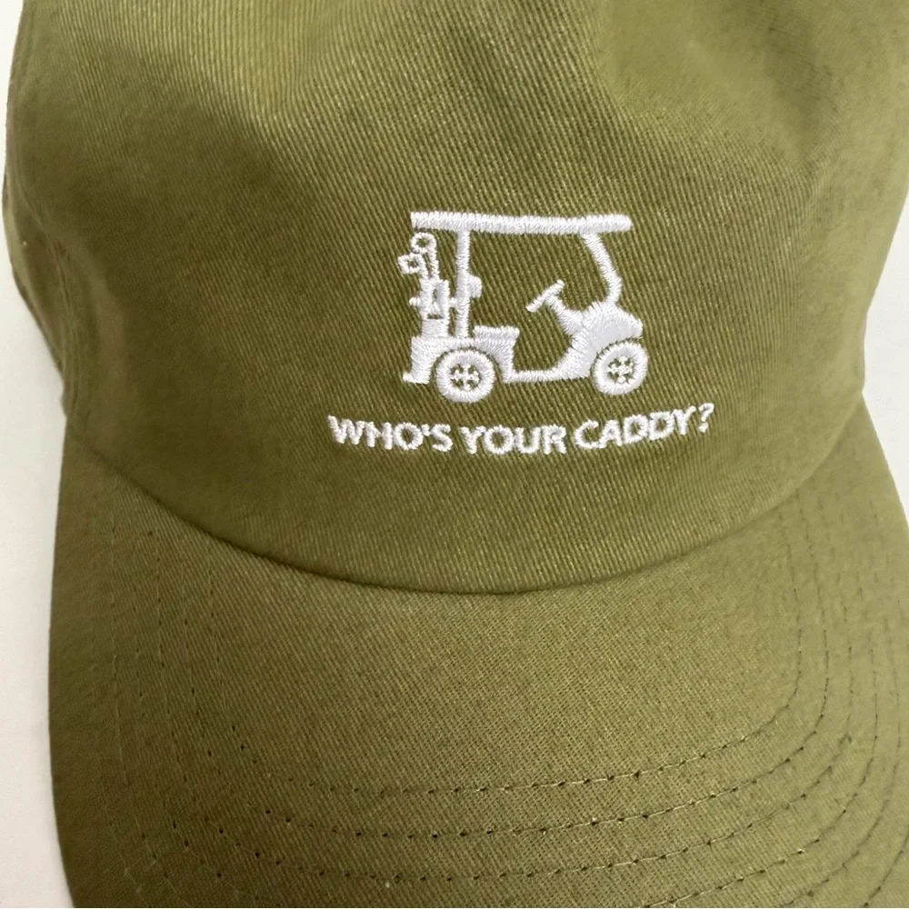 Goodfellow Hat Cap Whos Your Caddy? Golf Golfer Dad Adjustable Olive Green - Picture 2 of 10